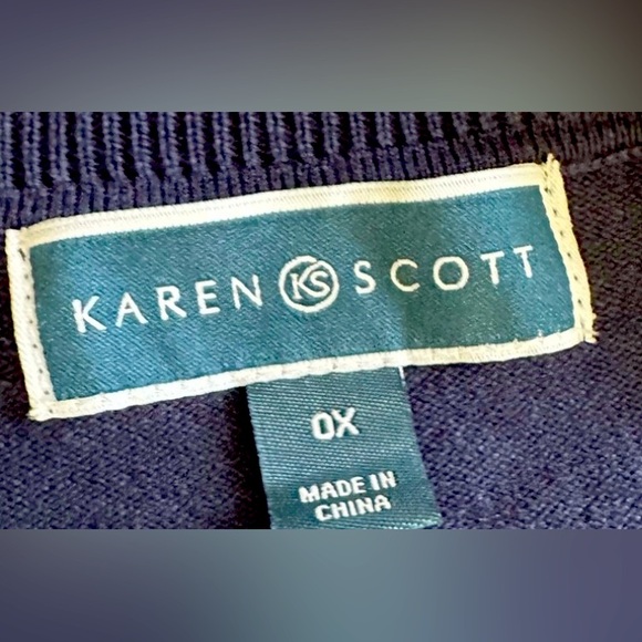 Karen Scott Navy Blue Button-down Cardigan Sweater - Picture 2 of 2